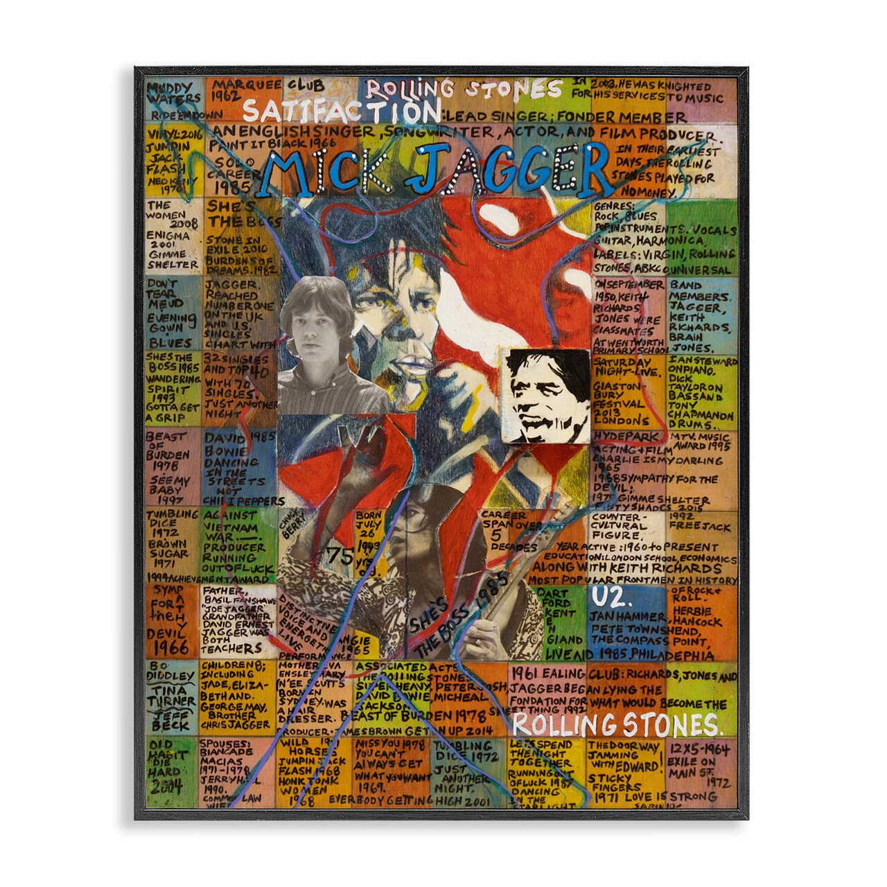 Stupell Industries Mick Jagger Collage Framed Giclee Wall Art Design by Sabin